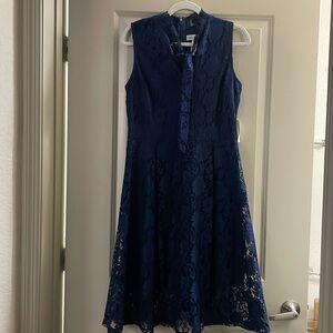 Neiman Marcus dark blue dress with lace